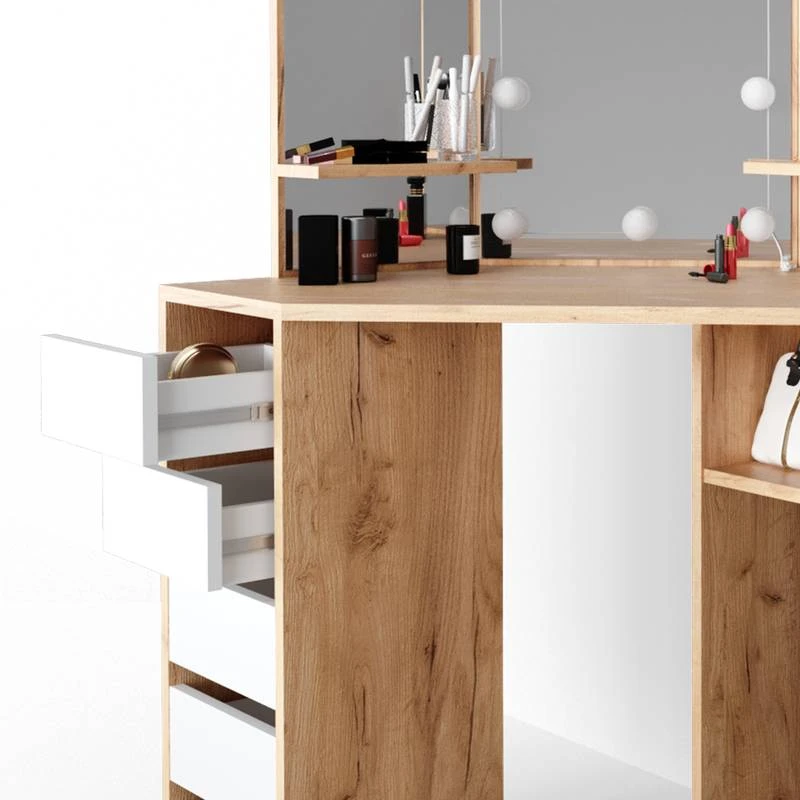 Coiffeuse Arielle Blanc/sonoma & LED 15 Coiffeuse Arielle Blanc/sonoma & LED – Image 13