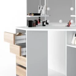 Coiffeuse Arielle Blanc/sonoma & LED 25 Coiffeuse Arielle Blanc/sonoma & LED -Mobilier De Maison 4f8aaef12ffc459eb374d6b1b2b76d4e 1