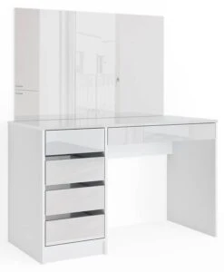 Coiffeuse Sherry Blanc Brillant Miroir