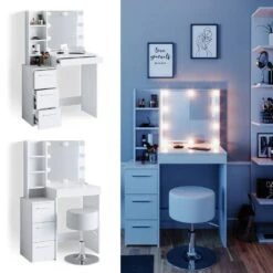 Coiffeuse Meryl Blanc & Tabouret Et LED 12 Coiffeuse Meryl Blanc & Tabouret Et LED -Mobilier De Maison 5b5ee419f25e41d495d4a53e374a4f4a