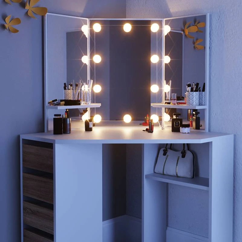 Coiffeuse Arielle Blanc/sonoma & LED 5 Coiffeuse Arielle Blanc/sonoma & LED – Image 3