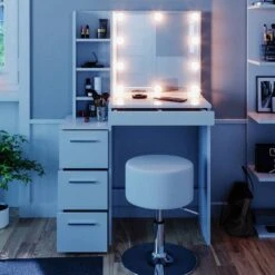 Coiffeuse Meryl Blanc & Tabouret Et LED 11 Coiffeuse Meryl Blanc & Tabouret Et LED -Mobilier De Maison 73cbfdc7bcca4b2a838f5e1de526b31b