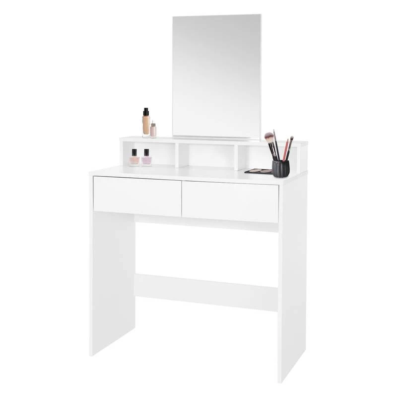 Coiffeuse + Miroir 80x40x140cm Blanc 3 Coiffeuse + Miroir 80x40x140cm Blanc