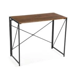 Versa Bureau Pliable En Métal Et Bois Noir
