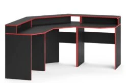 Bureau Ordinateur Kron Noir/rouge Set 1
