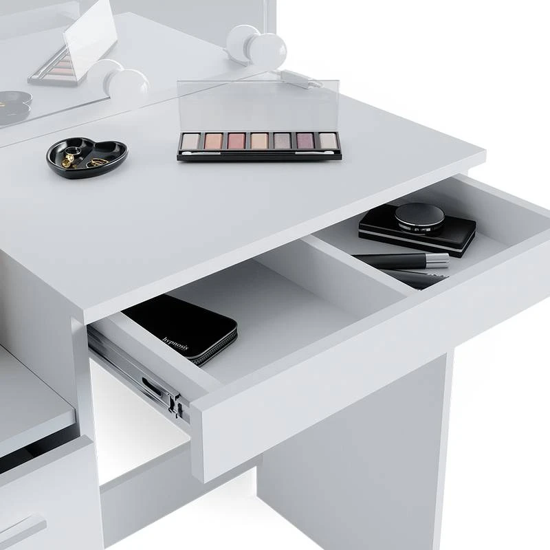 Coiffeuse Meryl Blanc & Tabouret Et LED 8 Coiffeuse Meryl Blanc & Tabouret Et LED – Image 6