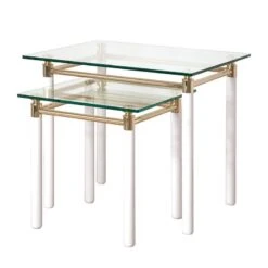 Table D'appoint Moselle III 12 Table D'appoint Moselle III -Mobilier De Maison beistelltisch moselle iii stahl massivholz vergoldet hochglanz weiss 1427657