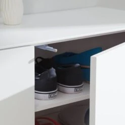 Meuble à Chaussures LINDHOLM - 2 Portes -Mobilier De Maison schuhschrank lindholm i weiss eiche massiv 4037324