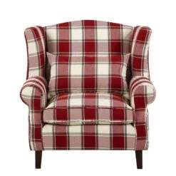Fauteuil à Oreilles Colmar XL -Mobilier De Maison sessel corteen webstoff rot beige 4283744